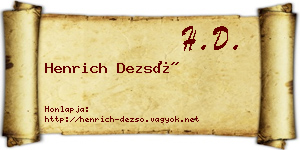 Henrich Dezső névjegykártya